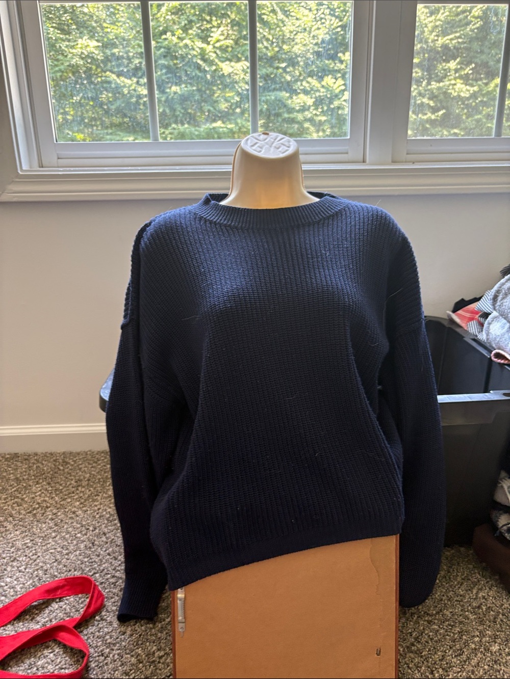 Kittenish Navy Crewneck Knit Sweater